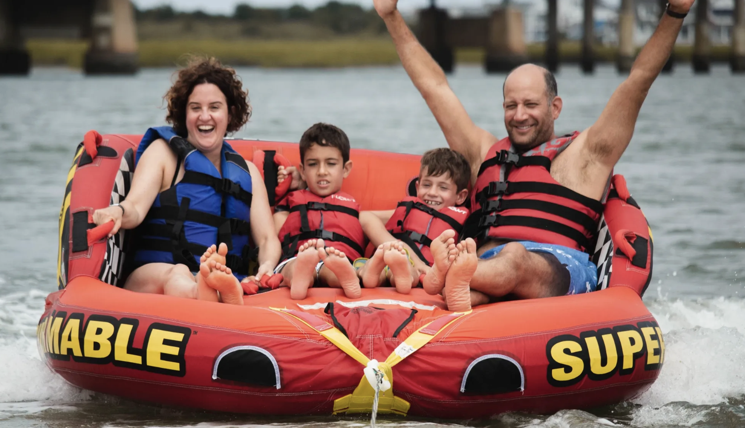 Guests tubing on the water at Island Water Sports in Stone Harbor NJ